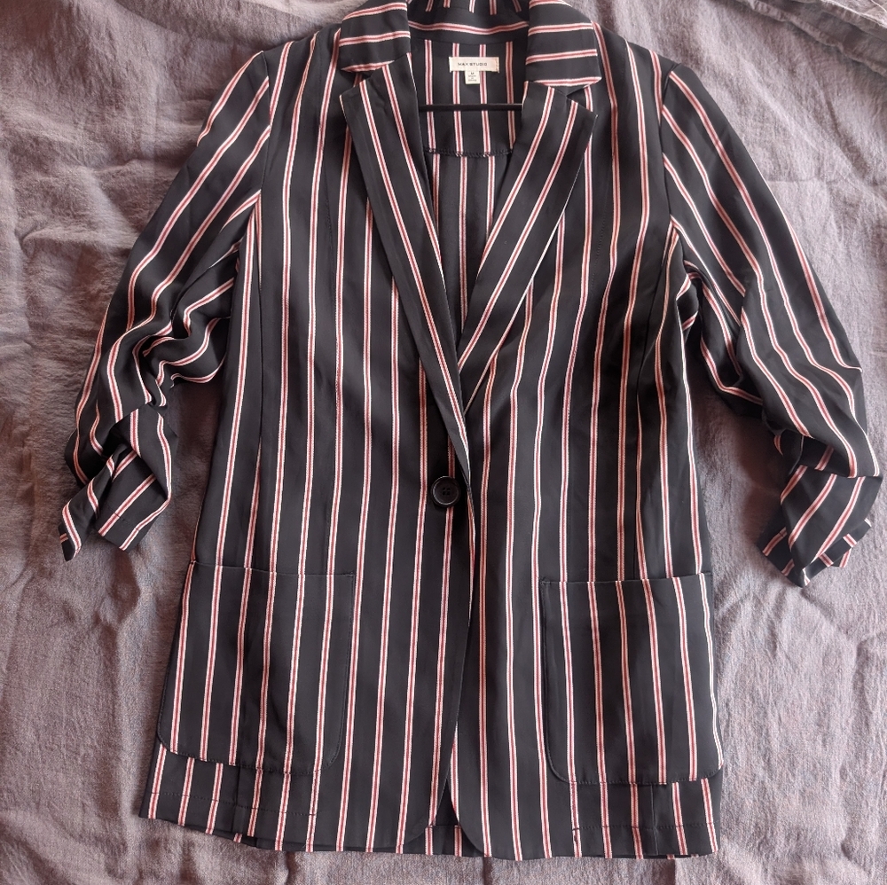 Striped Black and Red Women's Blazer